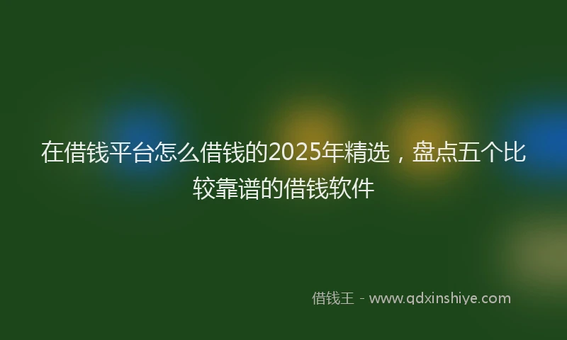 在借钱平台怎么借钱的2025年精选，盘点五个比较靠谱的借钱软件