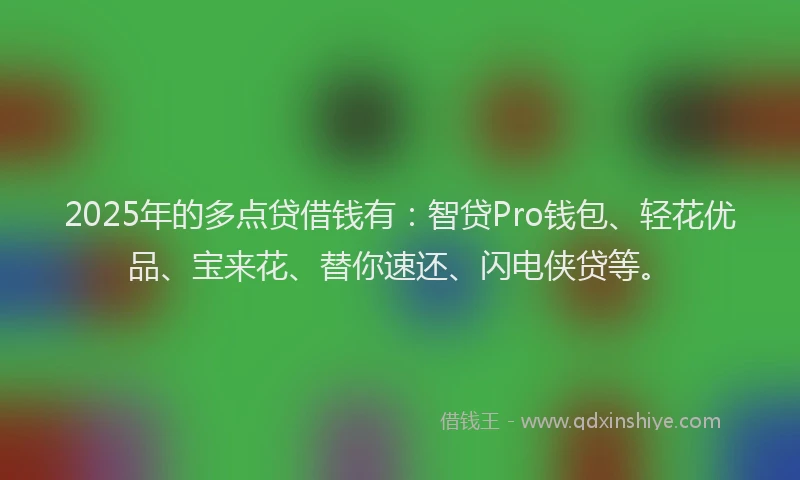 2025年的多点贷借钱有：智贷Pro钱包、轻花优品、宝来花、替你速还、闪电侠贷等。