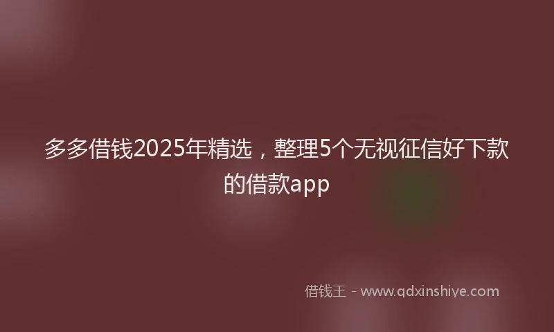 多多借钱2025年精选,整理5个无视征信好下款的借款app