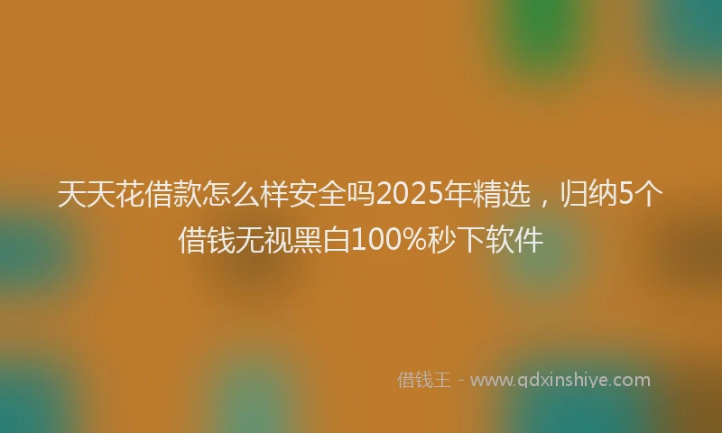 天天花借款怎么样安全吗2025年精选，归纳5个借钱无视黑白100%秒下软件