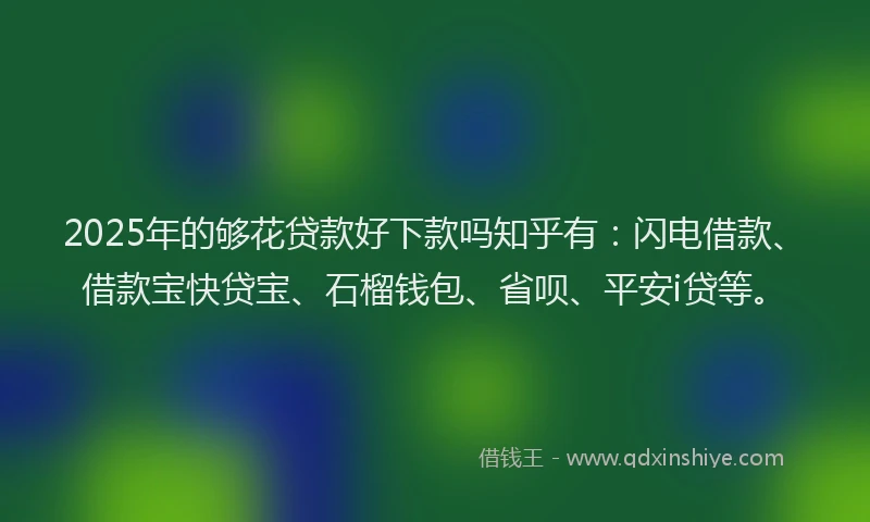 2025年的够花贷款好下款吗知乎有：闪电借款、借款宝快贷宝、石榴钱包、省呗、平安i贷等。