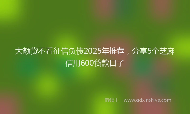 大额贷不看征信负债2025年推荐，分享5个芝麻信用600贷款口子