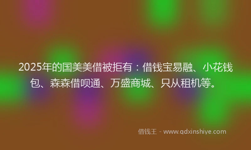 2025年的国美美借被拒有：借钱宝易融、小花钱包、森森借呗通、万盛商城、只从租机等。