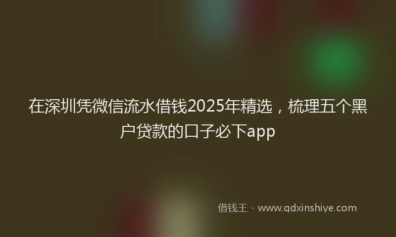 在深圳凭微信流水借钱2025年精选,梳理五个黑户贷款的口子必下app