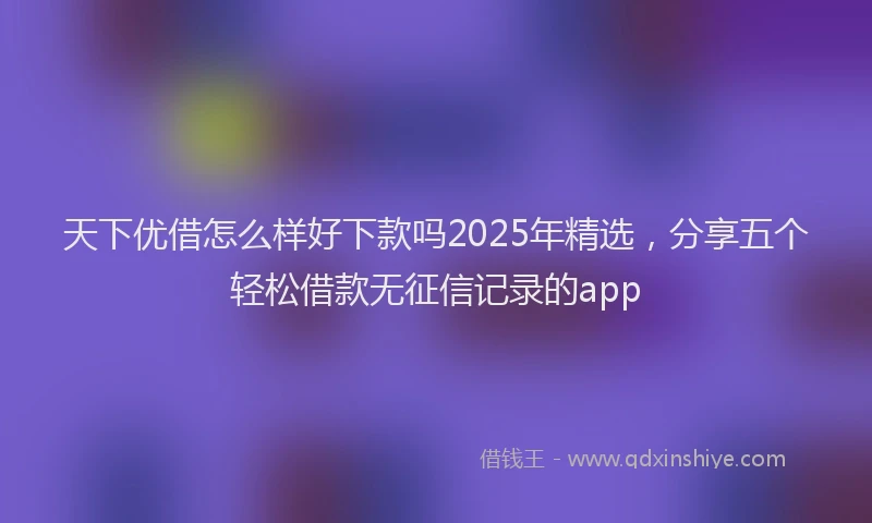 天下优借怎么样好下款吗2025年精选，分享五个轻松借款无征信记录的app