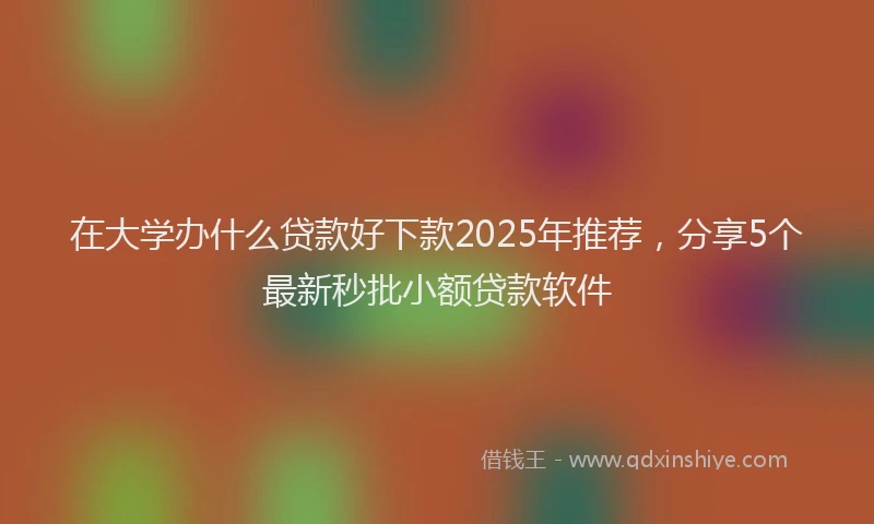 在大学办什么贷款好下款2025年推荐，分享5个最新秒批小额贷款软件