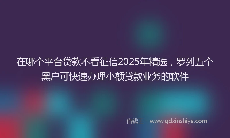 在哪个平台贷款不看征信2025年精选,罗列五个黑户可快速办理小额贷款业务的软件