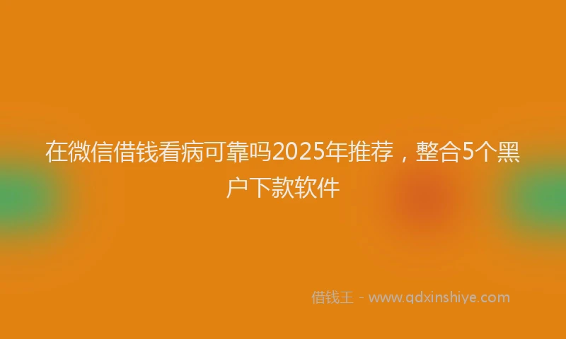 在微信借钱看病可靠吗2025年推荐，整合5个黑户下款软件