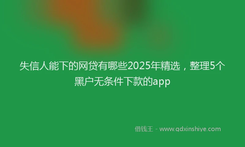 失信人能下的网贷有哪些2025年精选，整理5个黑户无条件下款的app