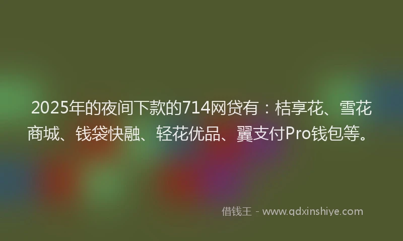 2025年的夜间下款的714网贷有：桔享花、雪花商城、钱袋快融、轻花优品、翼支付Pro钱包等。