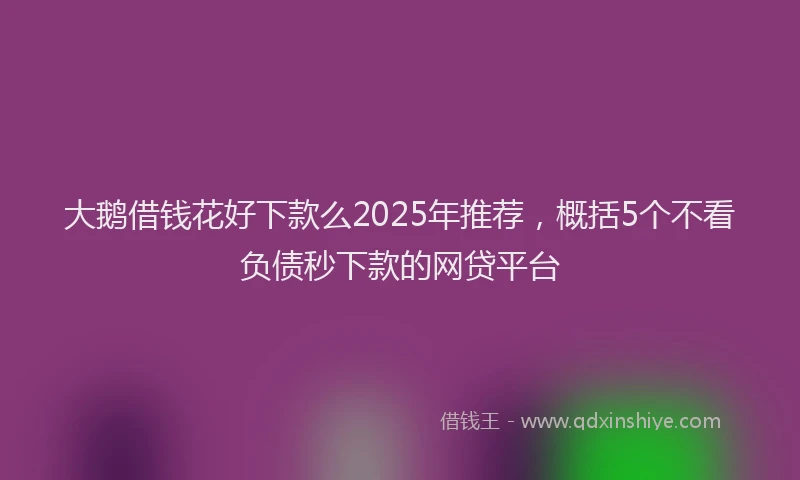 大鹅借钱花好下款么2025年推荐，概括5个不看负债秒下款的网贷平台