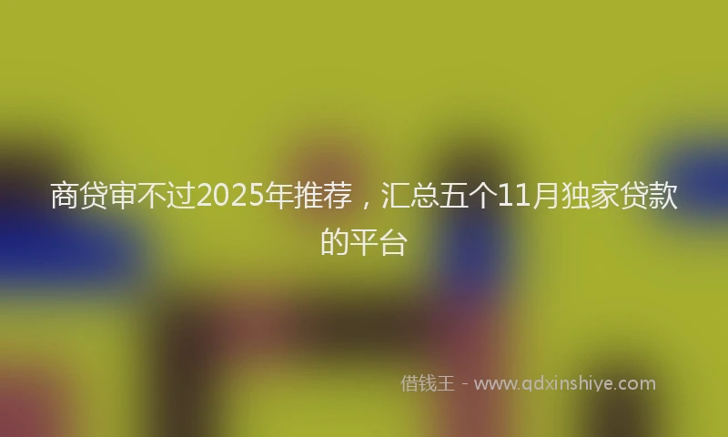 商贷审不过2025年推荐，汇总五个11月独家贷款的平台