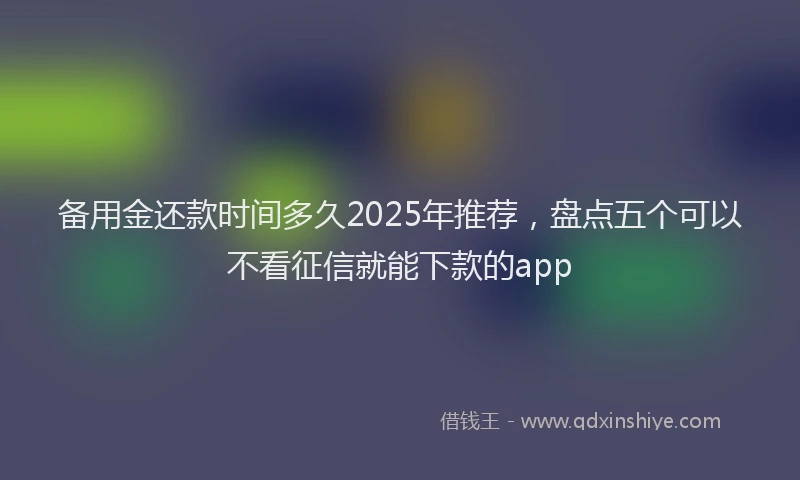 备用金还款时间多久2025年推荐，盘点五个可以不看征信就能下款的app
