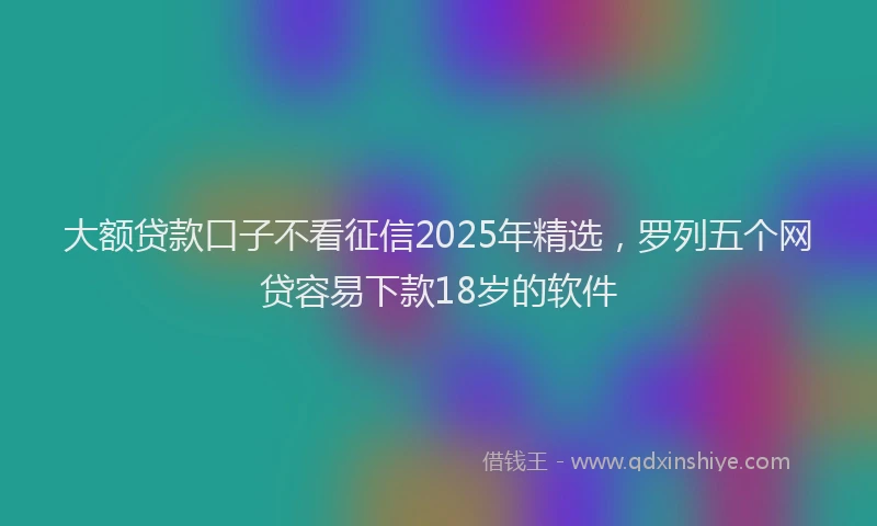 大额贷款口子不看征信2025年精选，罗列五个网贷容易下款18岁的软件