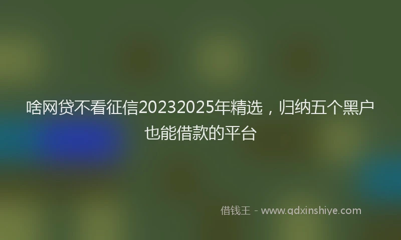 啥网贷不看征信20232025年精选，归纳五个黑户也能借款的平台