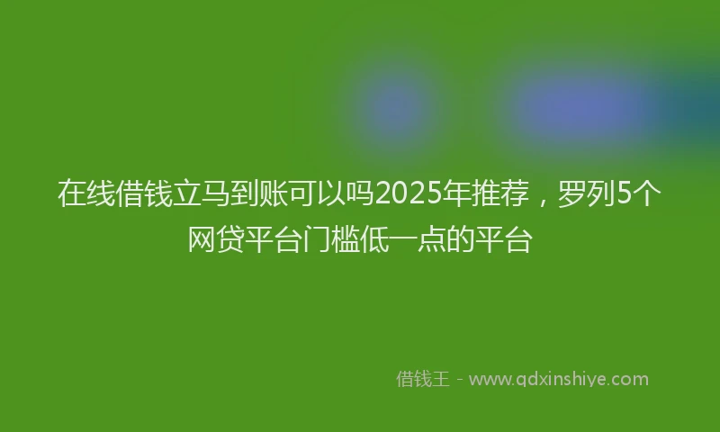 在线借钱立马到账可以吗2025年推荐，罗列5个网贷平台门槛低一点的平台