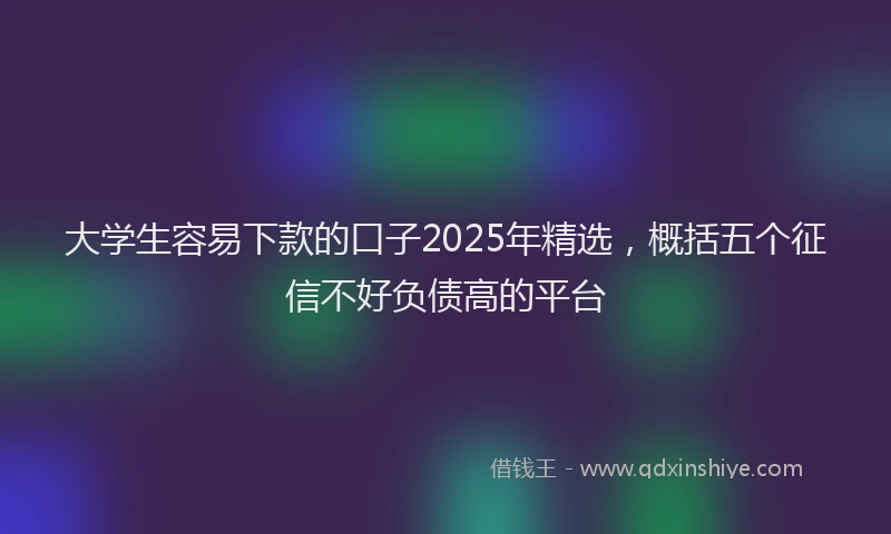 大学生容易下款的口子2025年精选，概括五个征信不好负债高的平台