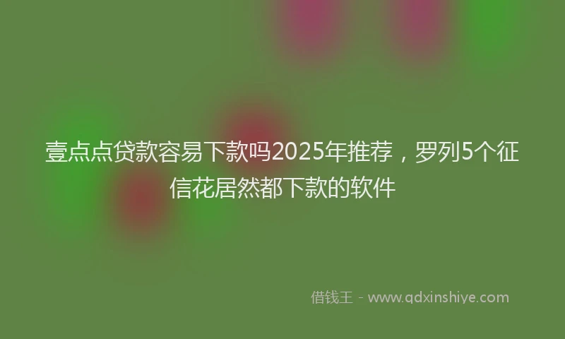 壹点点贷款容易下款吗2025年推荐，罗列5个征信花居然都下款的软件
