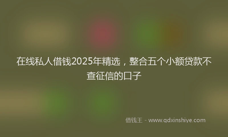 在线私人借钱2025年精选，整合五个小额贷款不查征信的口子