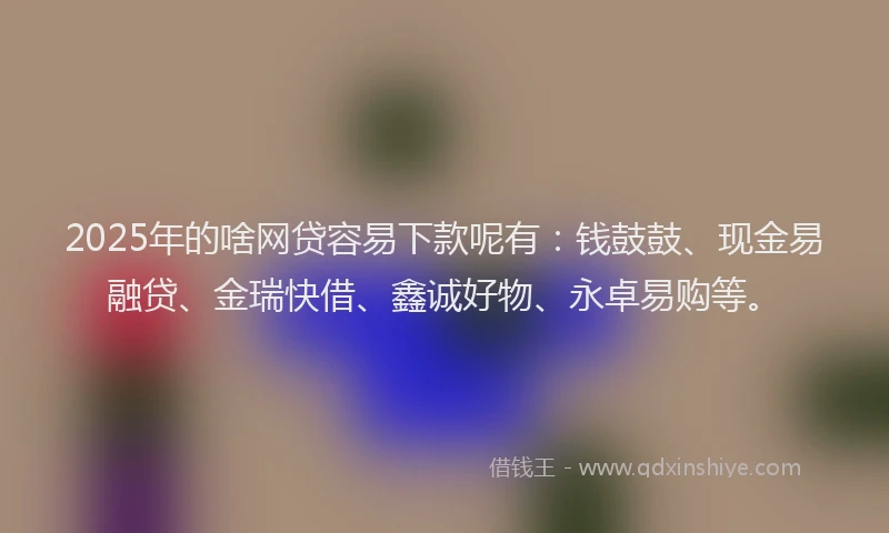 2025年的啥网贷容易下款呢有：钱鼓鼓、现金易融贷、金瑞快借、鑫诚好物、永卓易购等。