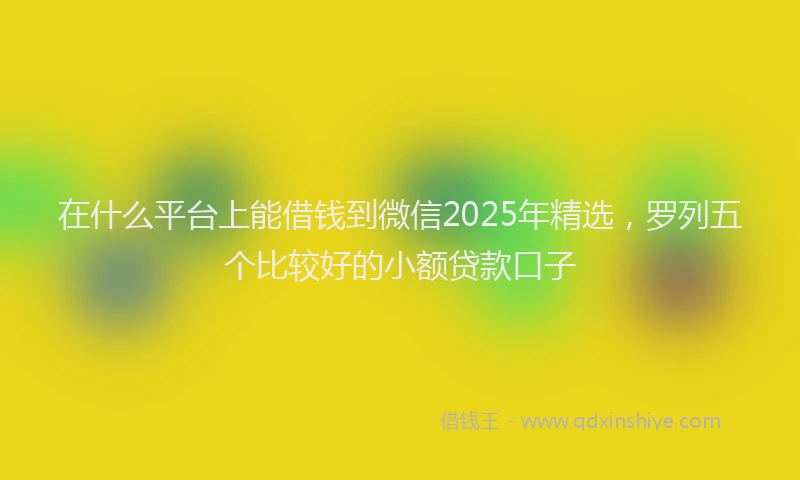 在什么平台上能借钱到微信2025年精选，罗列五个比较好的小额贷款口子
