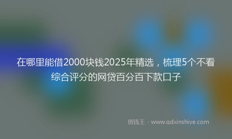 在哪里能借2000块钱2025年精选，梳理5个不看综合评分的网贷百分百下款口子