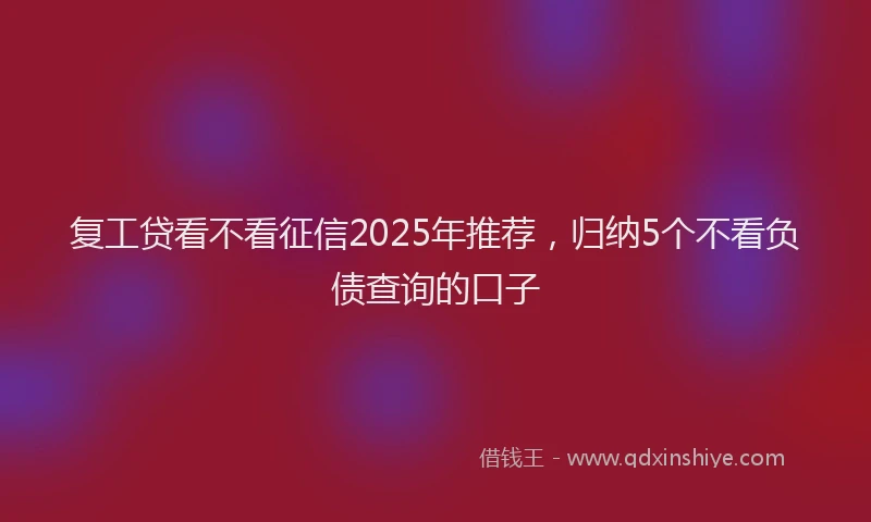 复工贷看不看征信2025年推荐，归纳5个不看负债查询的口子