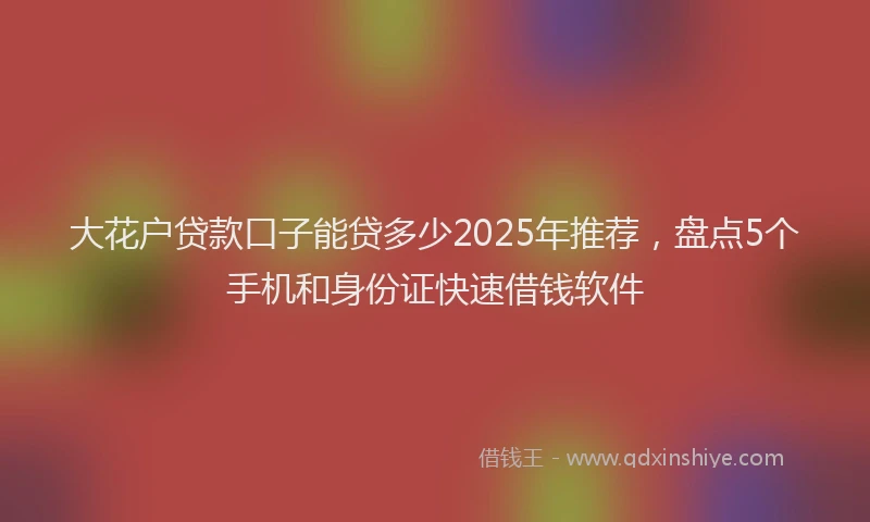大花户贷款口子能贷多少2025年推荐，盘点5个手机和身份证快速借钱软件