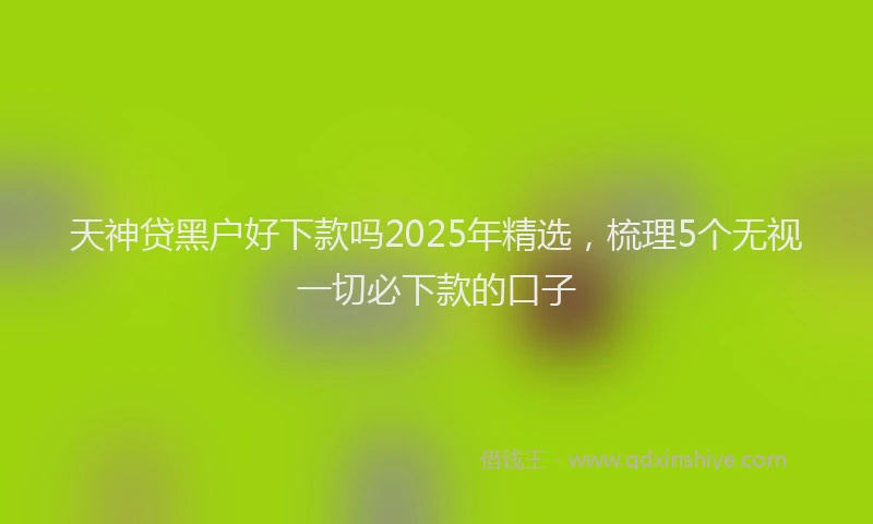 天神贷黑户好下款吗2025年精选，梳理5个无视一切必下款的口子