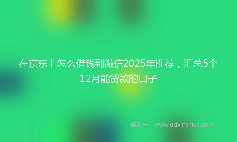 在京东上怎么借钱到微信2025年推荐，汇总5个12月能贷款的口子