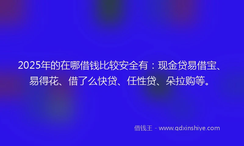 2025年的在哪借钱比较安全有：现金贷易借宝、易得花、借了么快贷、任性贷、朵拉购等。