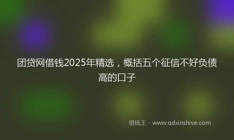 团贷网借钱2025年精选，概括五个征信不好负债高的口子