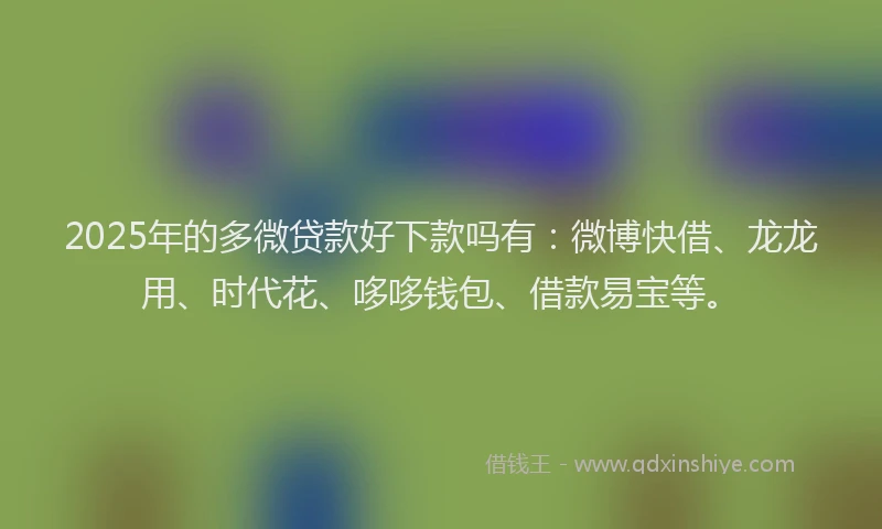 2025年的多微贷款好下款吗有：微博快借、龙龙用、时代花、哆哆钱包、借款易宝等。