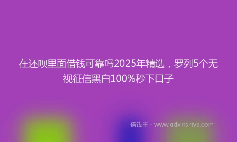 在还呗里面借钱可靠吗2025年精选，罗列5个无视征信黑白100%秒下口子