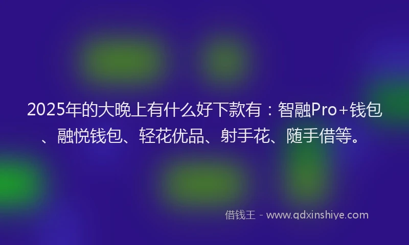 2025年的大晚上有什么好下款有：智融Pro+钱包、融悦钱包、轻花优品、射手花、随手借等。