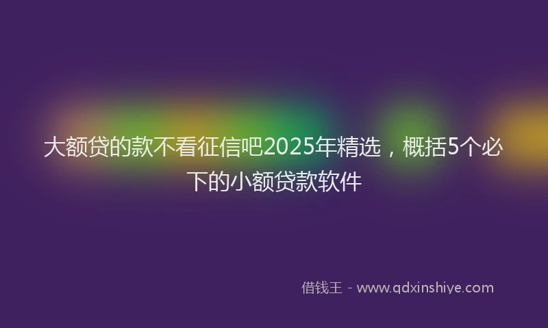 大额贷的款不看征信吧2025年精选，概括5个必下的小额贷款软件
