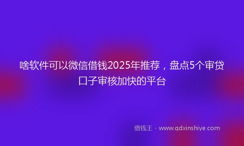 啥软件可以微信借钱2025年推荐，盘点5个审贷口子审核加快的平台