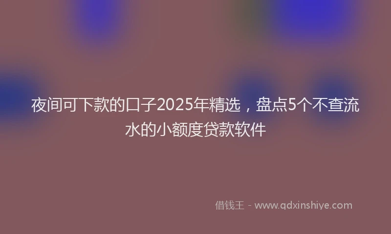 夜间可下款的口子2025年精选，盘点5个不查流水的小额度贷款软件
