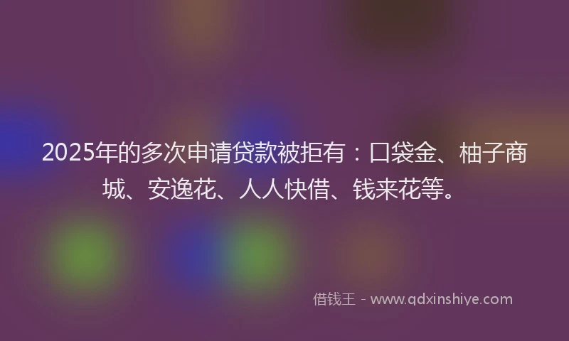 2025年的多次申请贷款被拒有：口袋金、柚子商城、安逸花、人人快借、钱来花等。
