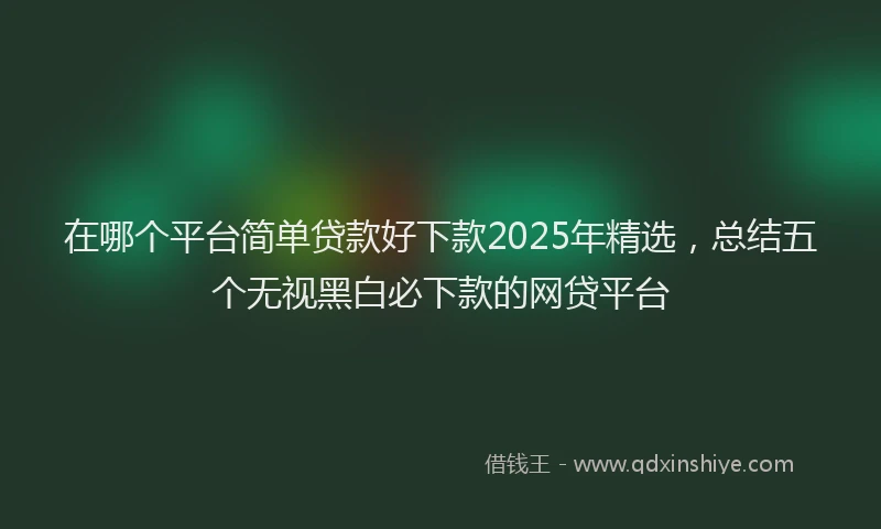在哪个平台简单贷款好下款2025年精选，总结五个无视黑白必下款的网贷平台