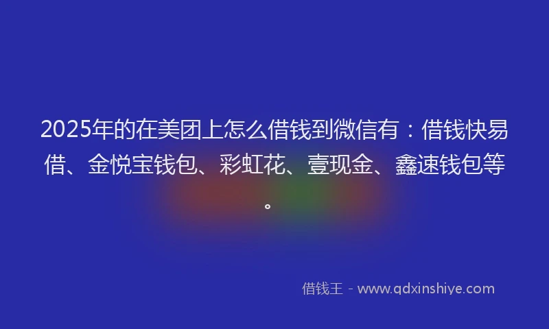 2025年的在美团上怎么借钱到微信有：借钱快易借、金悦宝钱包、彩虹花、壹现金、鑫速钱包等。