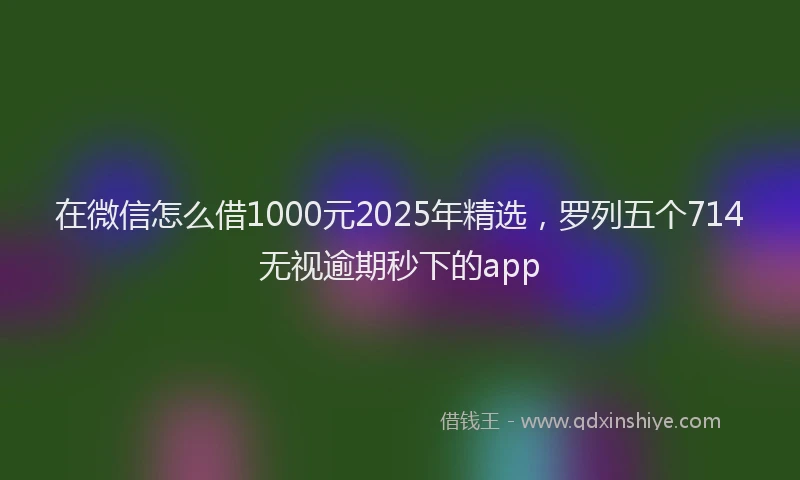 在微信怎么借1000元2025年精选，罗列五个714无视逾期秒下的app