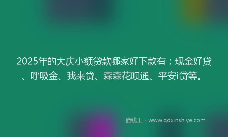 2025年的大庆小额贷款哪家好下款有：现金好贷、呼吸金、我来贷、森森花呗通、平安i贷等。