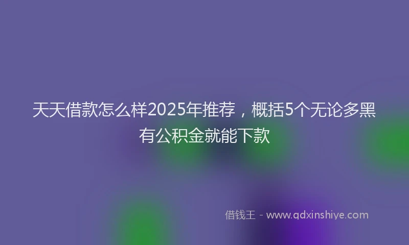 天天借款怎么样2025年推荐，概括5个无论多黑有公积金就能下款