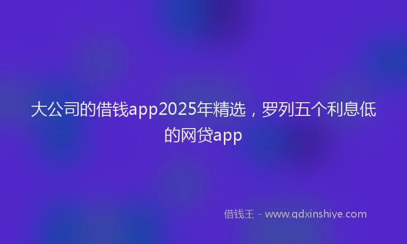 大公司的借钱app2025年精选，罗列五个利息低的网贷app