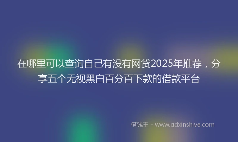 在哪里可以查询自己有没有网贷2025年推荐，分享五个无视黑白百分百下款的借款平台