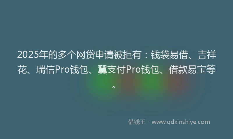 2025年的多个网贷申请被拒有：钱袋易借、吉祥花、瑞信Pro钱包、翼支付Pro钱包、借款易宝等。