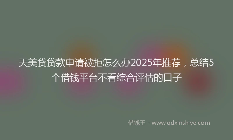 天美贷贷款申请被拒怎么办2025年推荐，总结5个借钱平台不看综合评估的口子