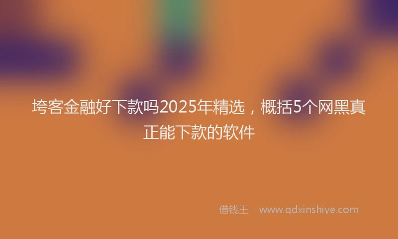 垮客金融好下款吗2025年精选，概括5个网黑真正能下款的软件