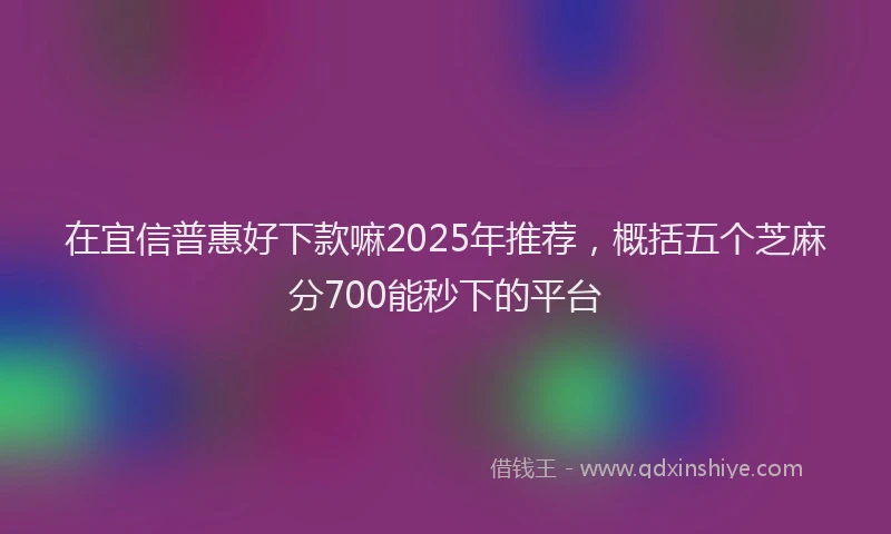 在宜信普惠好下款嘛2025年推荐，概括五个芝麻分700能秒下的平台